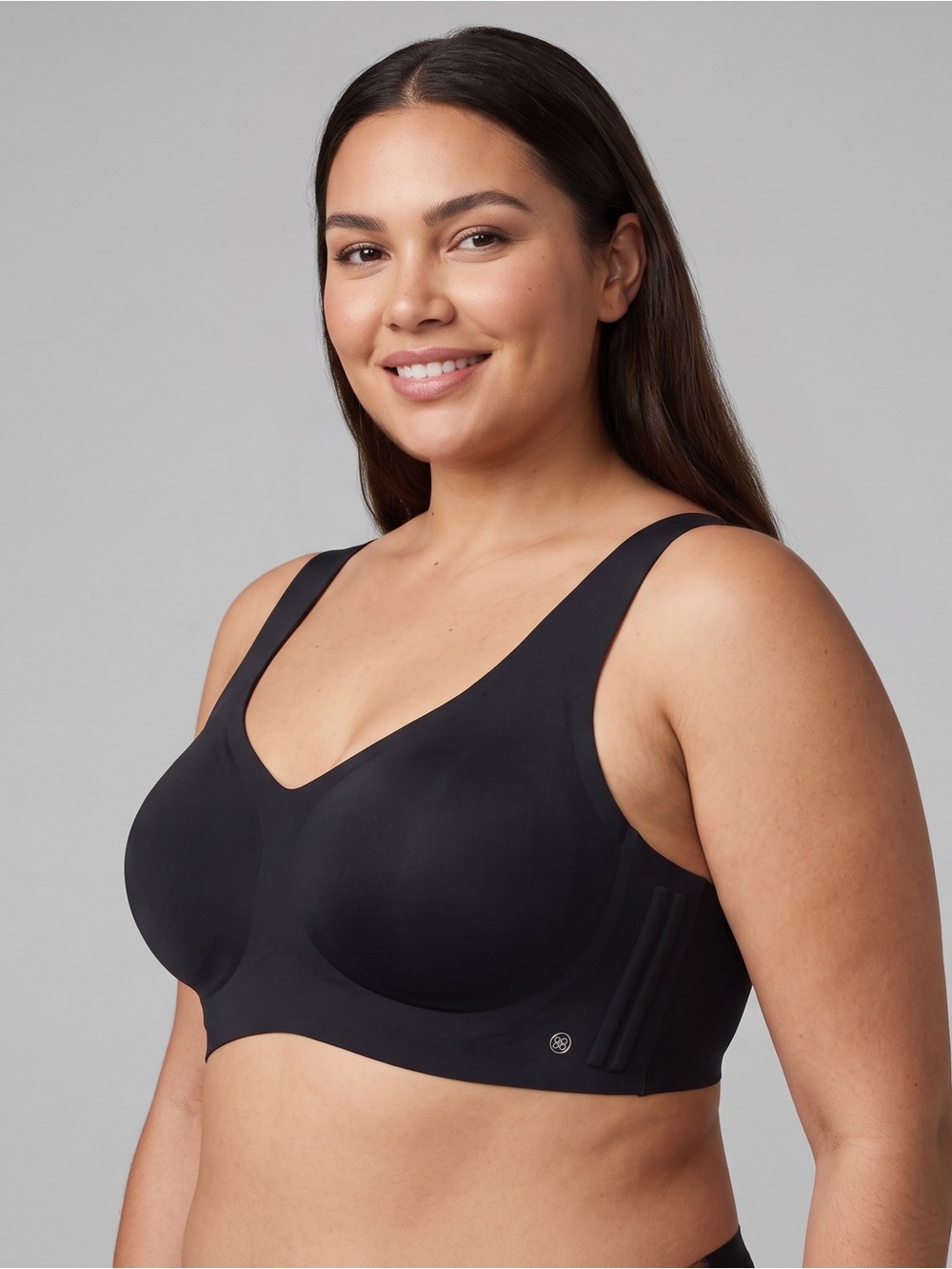 HoneyLove LiftWear V-Neck Bra Wire Free Smooth Support in Black Size 1X lWBR0101